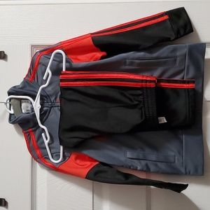 Adidas Boy's Track Suit, Black/Grey/Red, Size 5